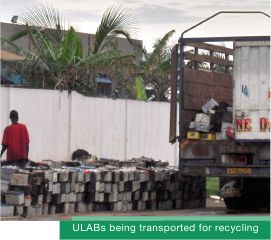 ULABs being transported for recycling