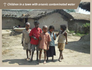 Children in a town with arsenic contaminated water