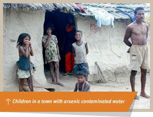 Children in a town with arsenic contaminated water