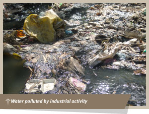 Water polluted by indistrial activity