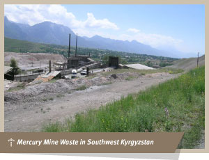 Mercury mine waste in Southwest Kyrgyzstan
