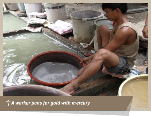 panning for gold using mercury