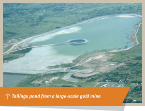 Tailings pond from a large-scale gold mine