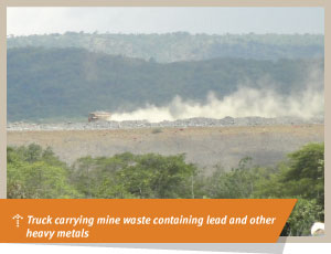 Truck carrying mine waste